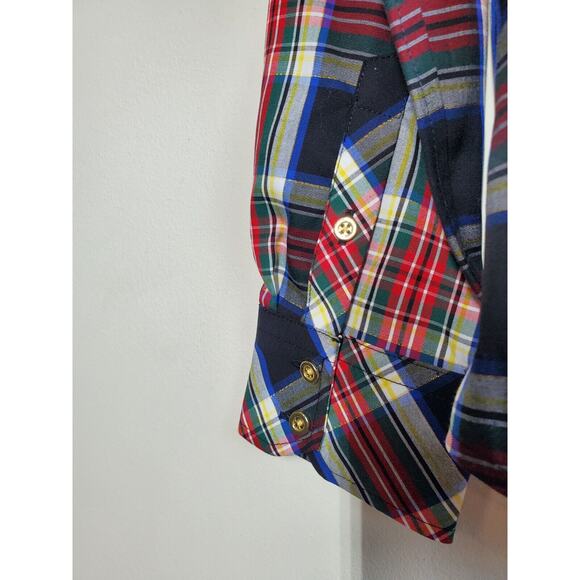 NEW Talbots Button Down Top Womens 4 Plaid Long Sleeve Holiday Gold Metallic - Picture 4 of 10